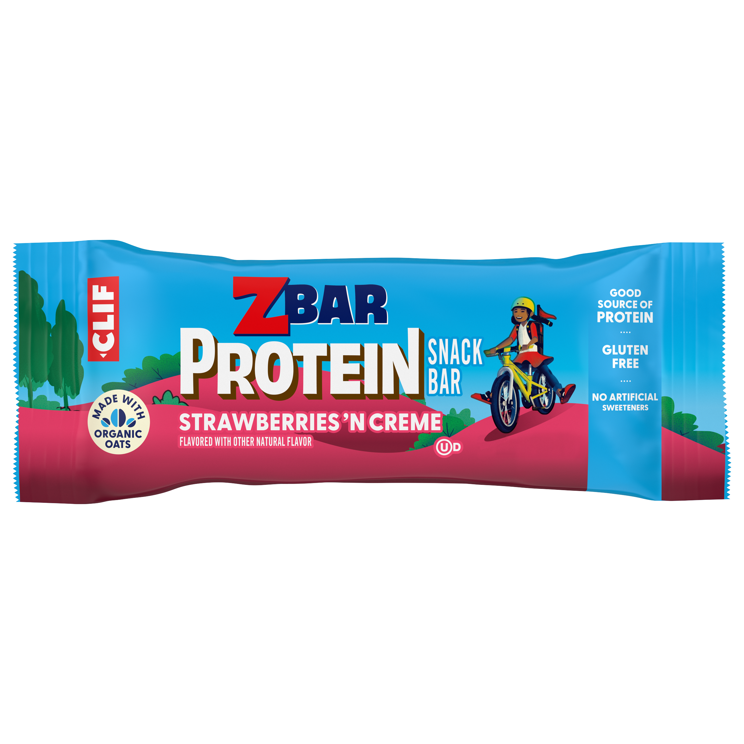 Zbar Protein Strawberries 'N Creme Crispy Snack Bars, Gluten Free Protein Bars