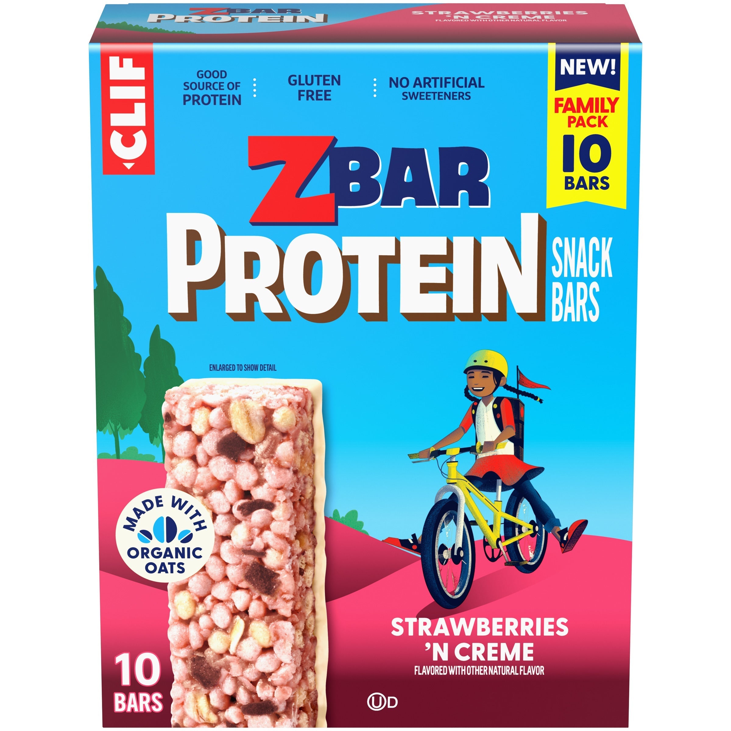 Zbar Protein Strawberries 'N Creme Crispy Snack Bars, Gluten Free Protein Bars