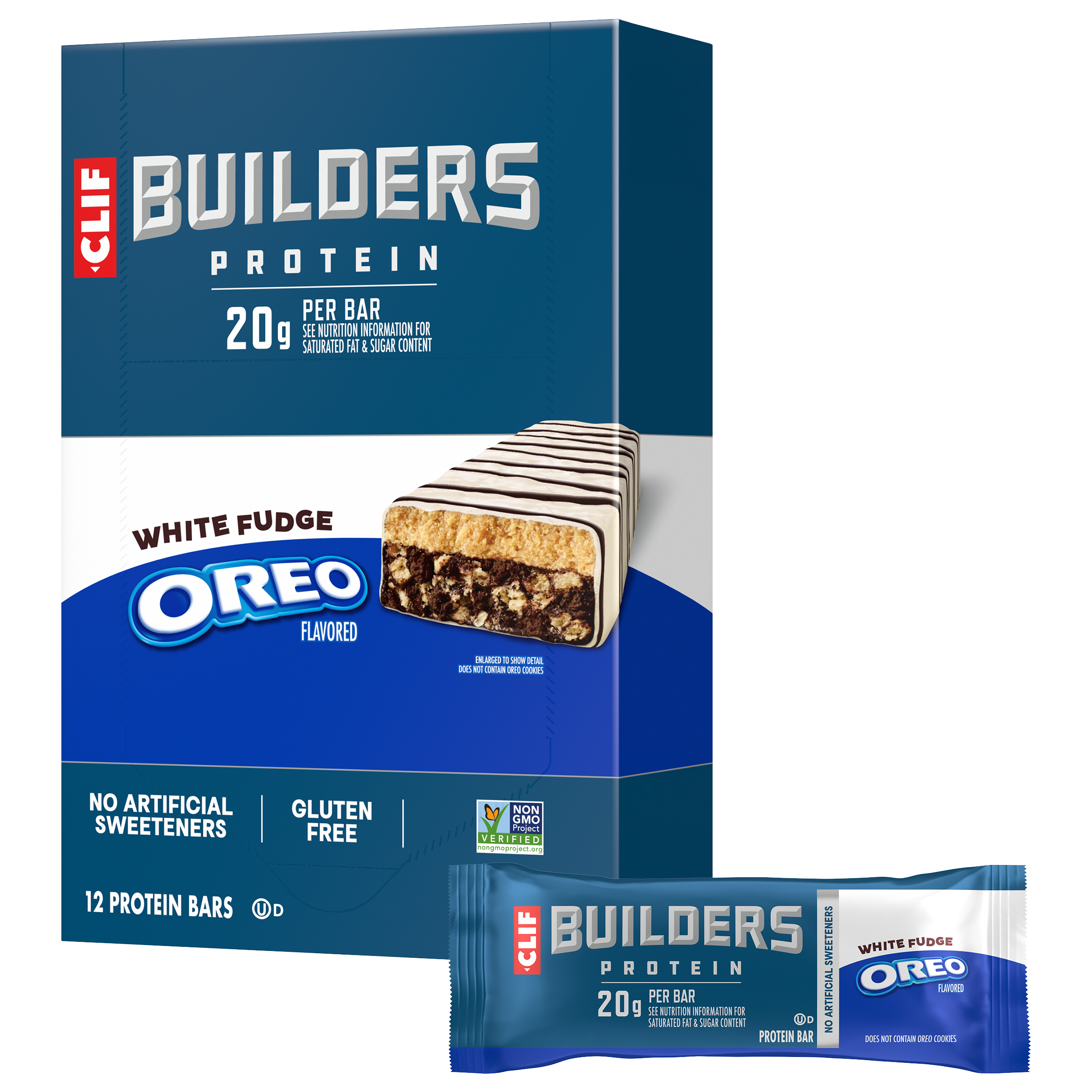 CLIF BUILDERS White Fudge OREO-Flavored Plant Based Protein Bars