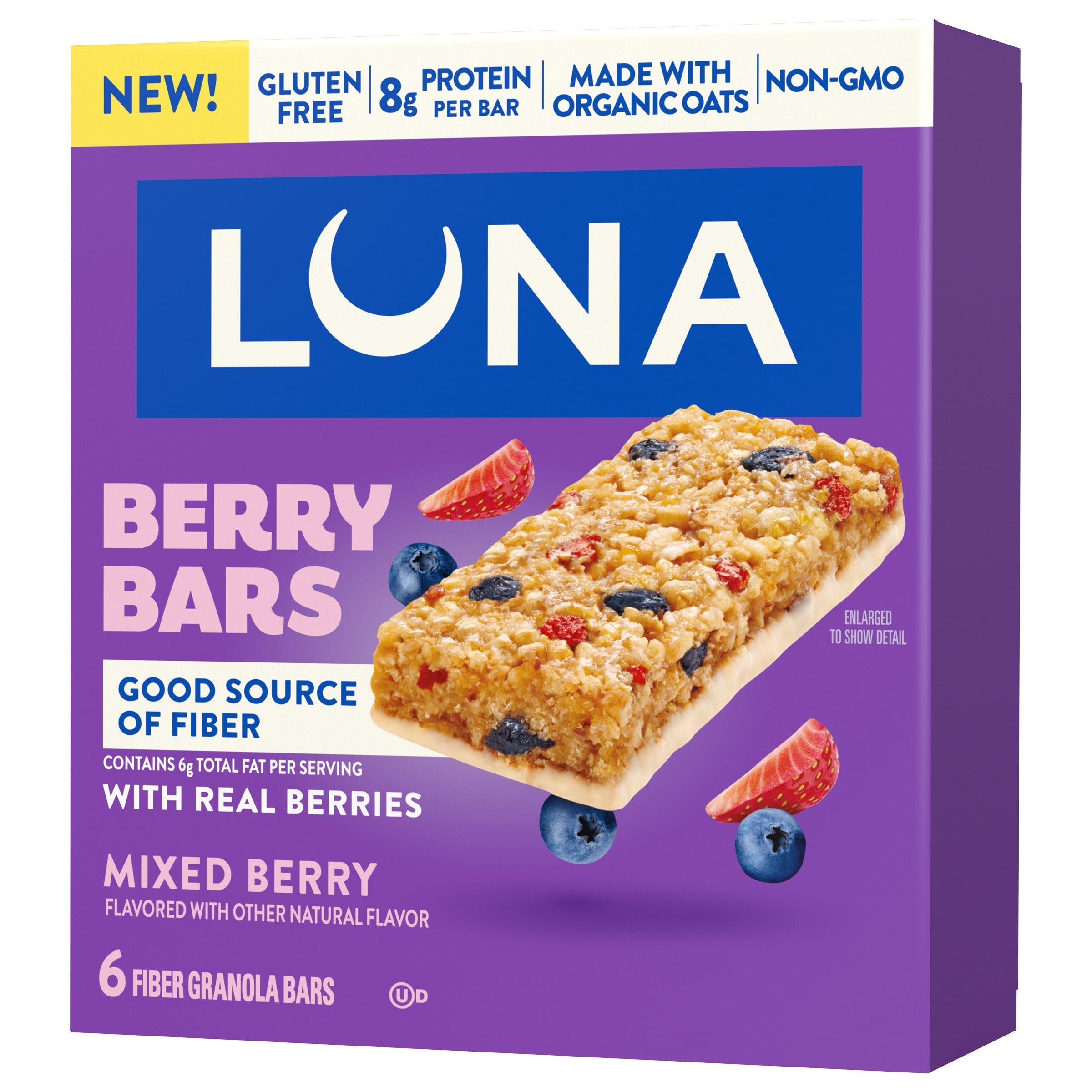 LUNA Berry Bars Mixed Berry Flavor Gluten Free Snack Bars, Non-GMO Protein Bars