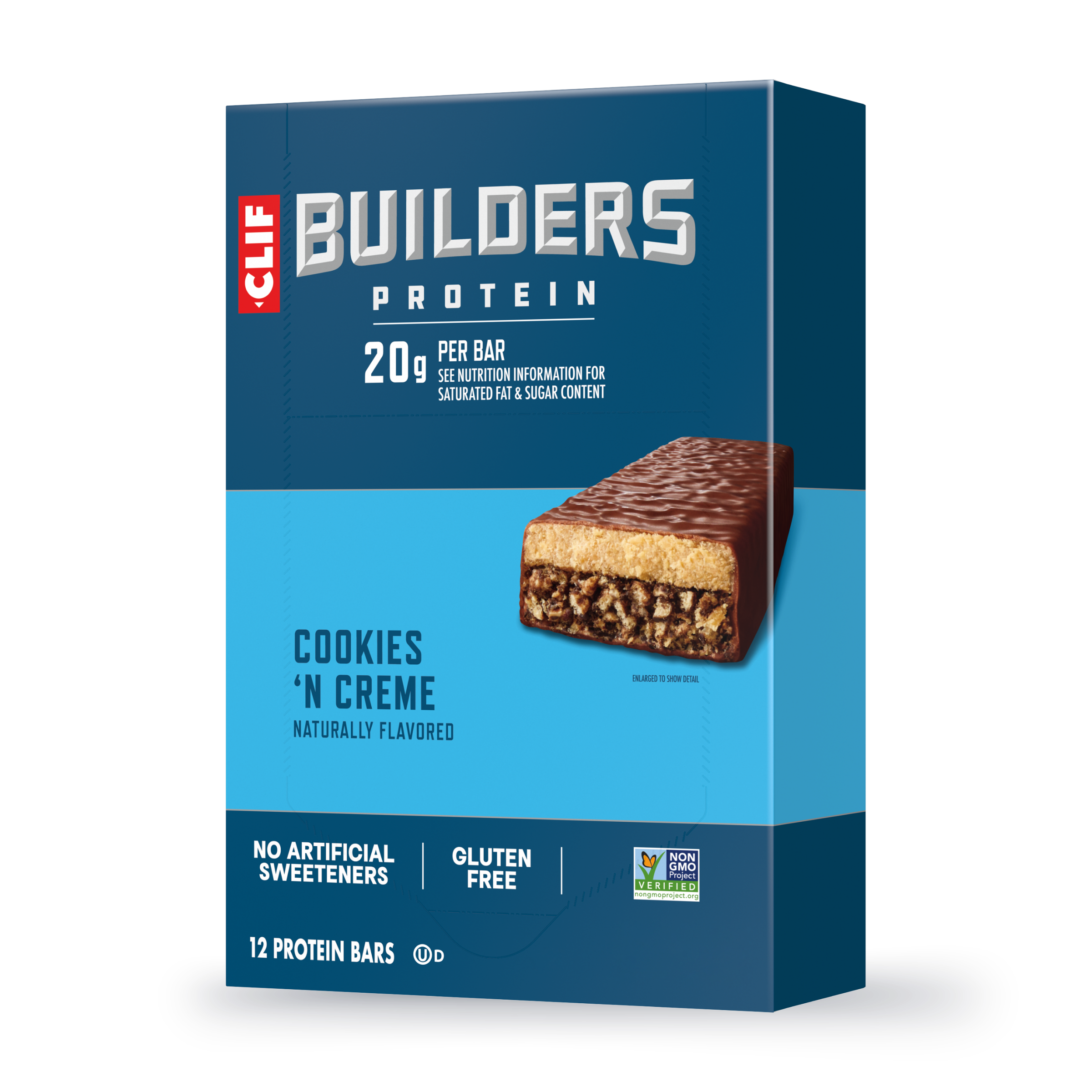 CLIF BUILDERS Cookies 'N Creme Flavor Plant Based Protein Bars