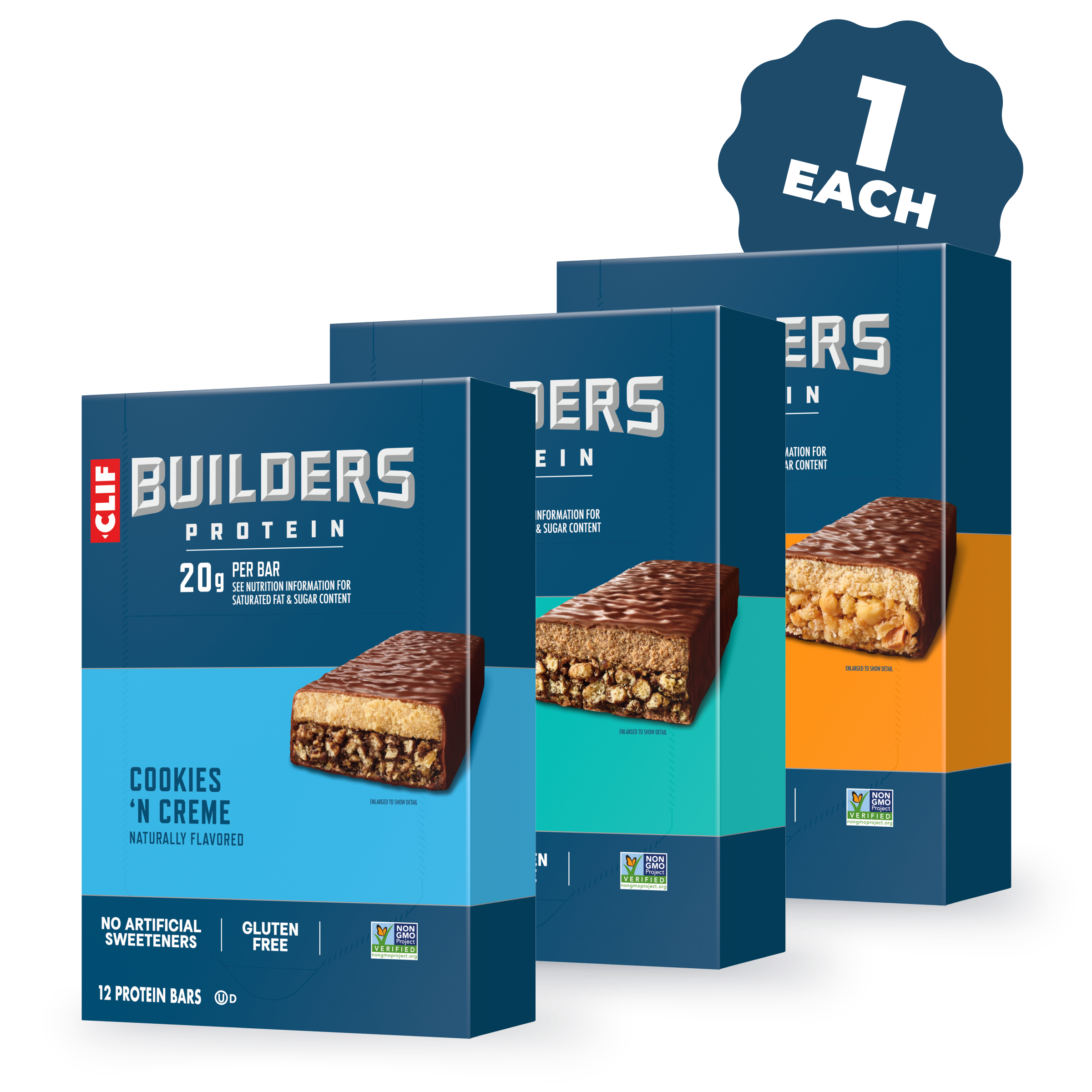 CLIF BUILDERS Protein Bar Bulk Variety Pack, 36 Bars