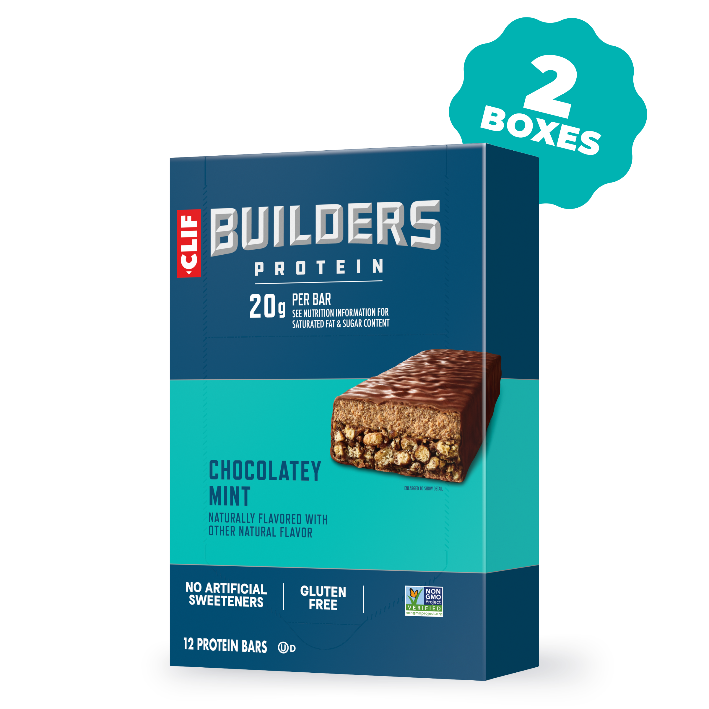 CLIF BUILDERS Chocolatey Mint Plant Based Protein Bars, 24 Bars