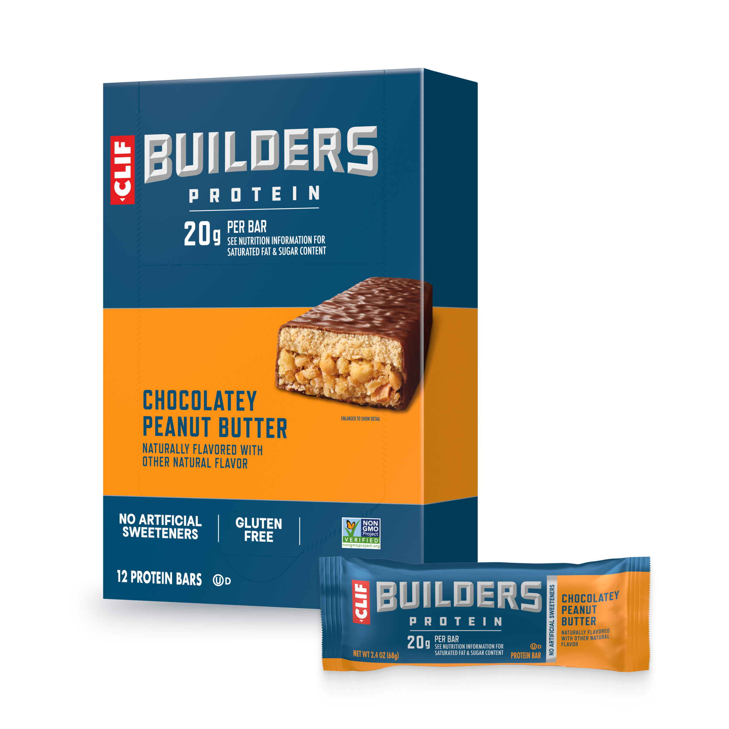 CLIF BUILDERS Chocolatey Peanut Butter Plant Based Protein Bars