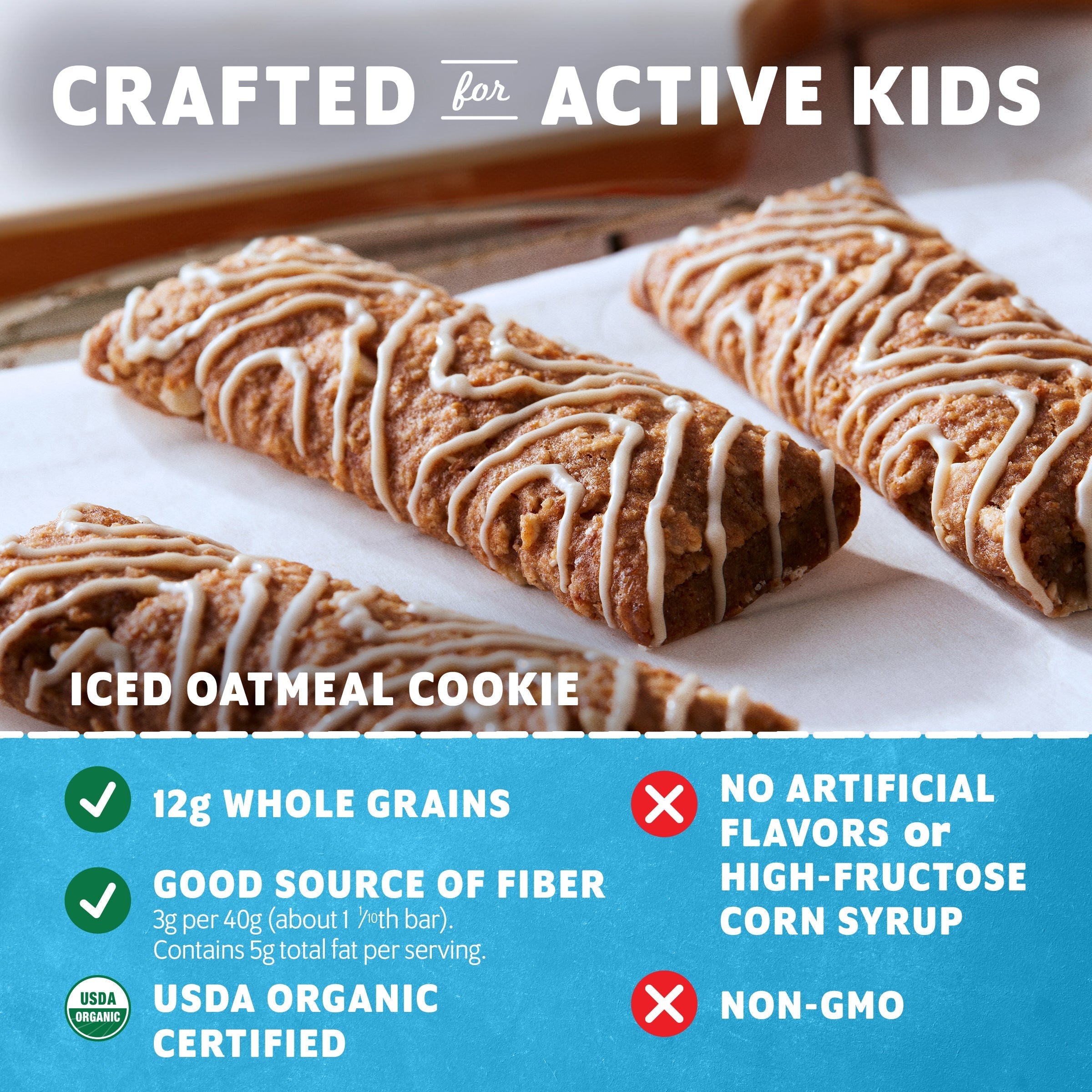 Zbar Iced Oatmeal Cookie Soft-Baked Energy Snack Bars, Organic Granola Bars
