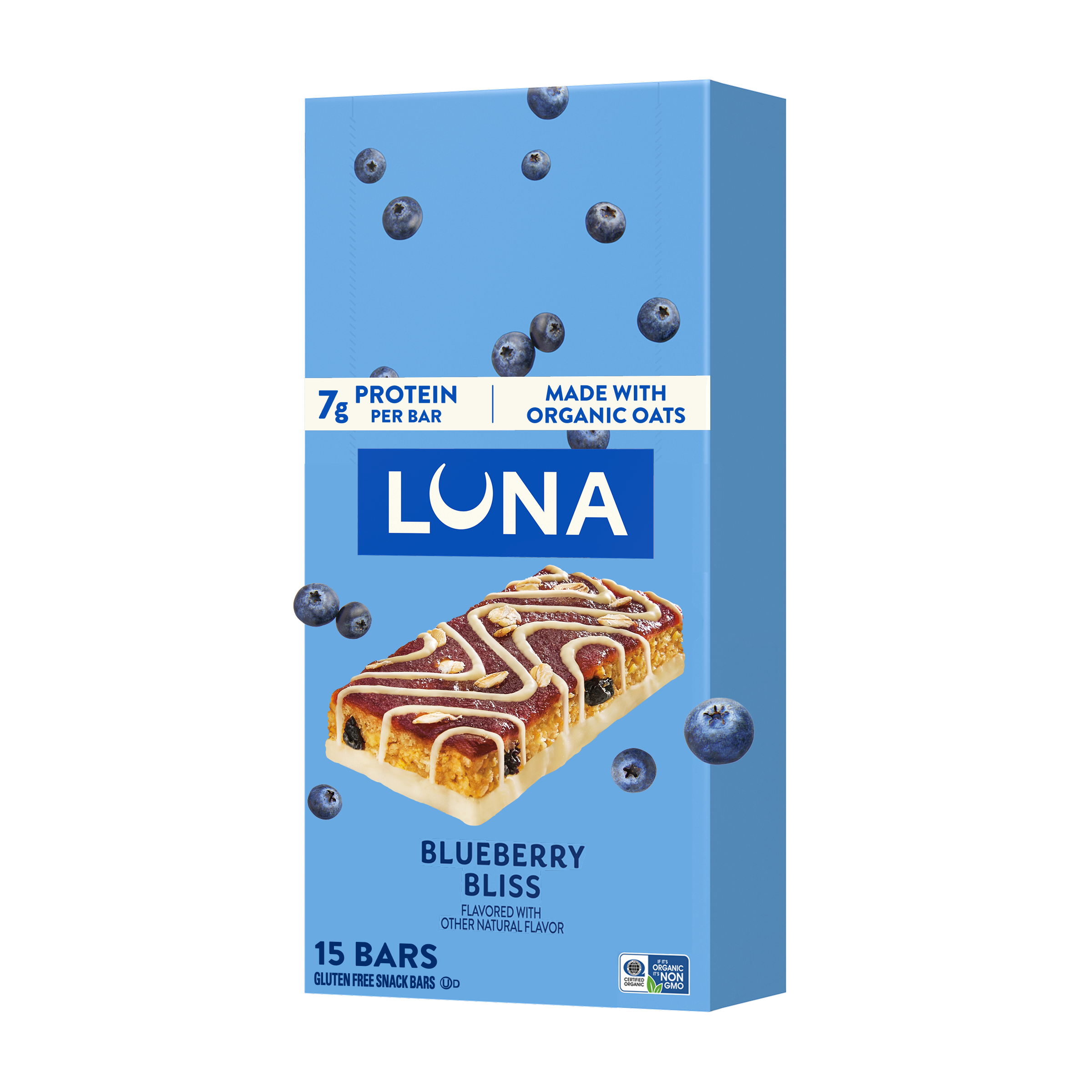 LUNA Bar Blueberry Bliss Flavor Gluten Free Snack Bars, Non-GMO Protein Bars