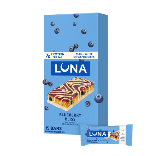 LUNA Bar Blueberry Bliss Flavor Gluten Free Snack Bars, Non-GMO Protein Bars