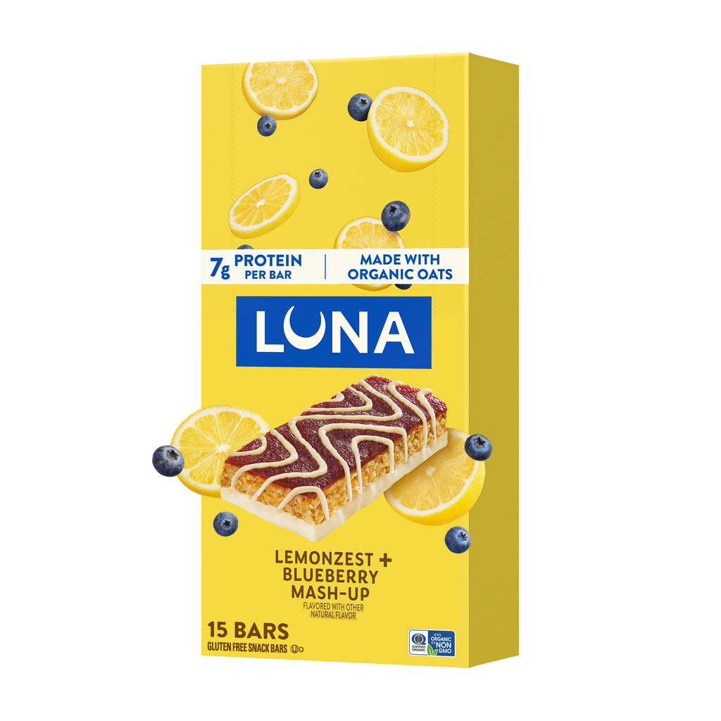 LUNA Bar Mash-Ups LemonZest + Blueberry Flavor Gluten Free Snack Bars, Non-GMO Protein Bars
