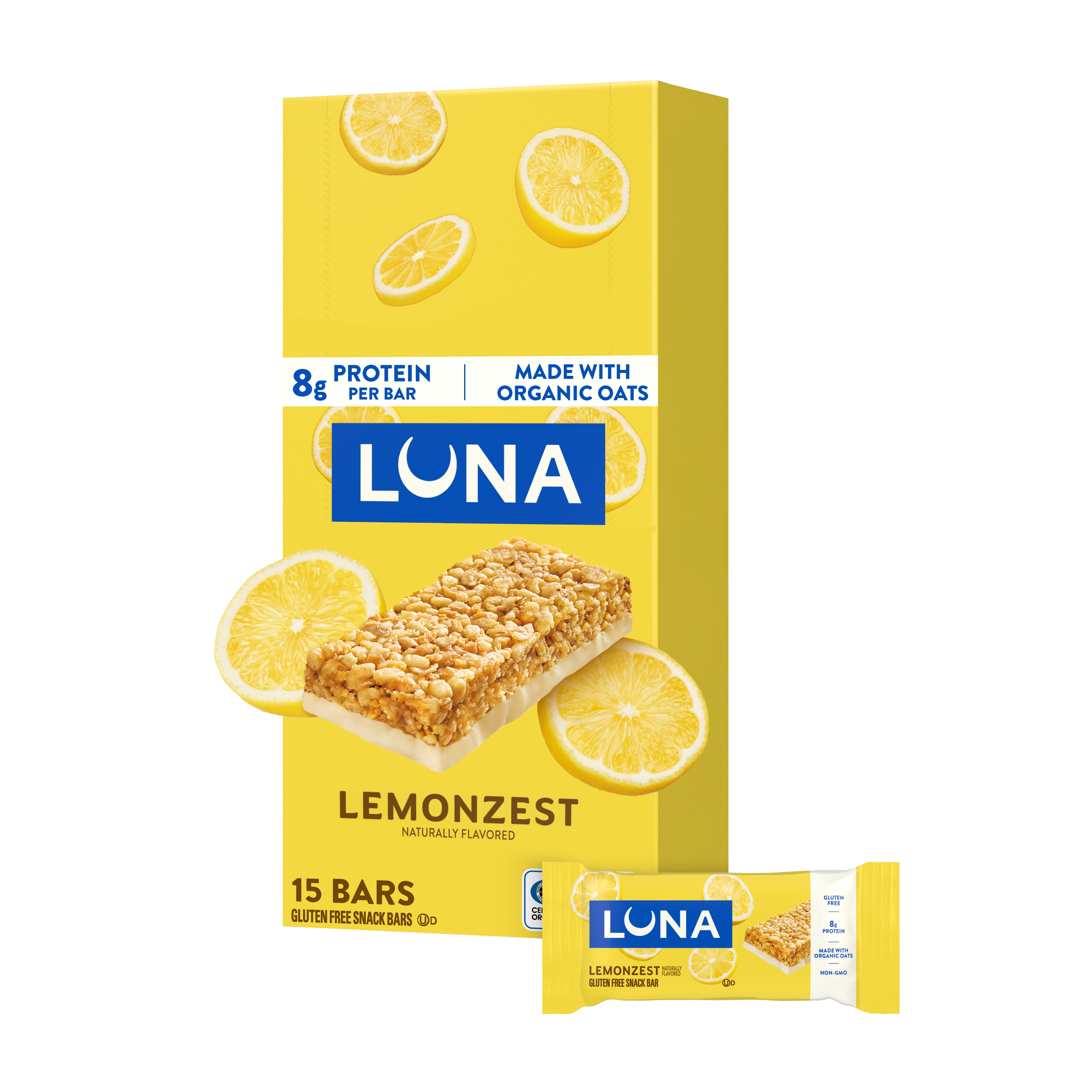 LUNA Bar LemonZest Flavor Gluten Free Snack Bars, Non-GMO Protein Bars