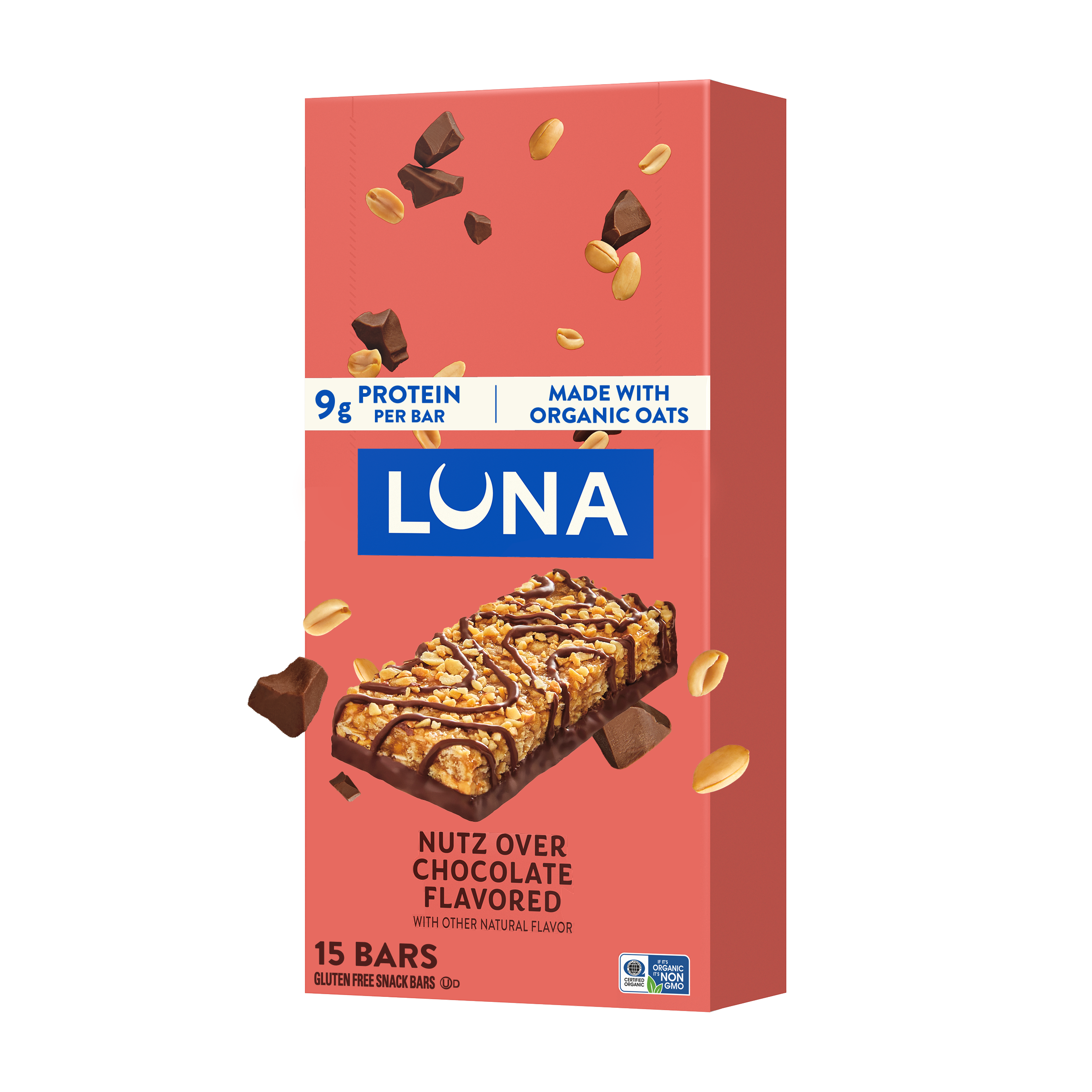 LUNA Bar Nutz Over Chocolate Flavor Gluten Free Snack Bars, Non-GMO Protein Bars