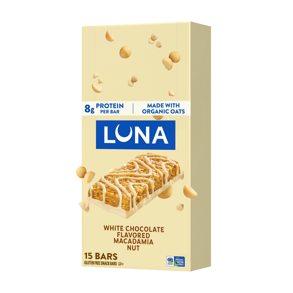 LUNA Bar White Chocolate Macadamia Flavor Gluten Free Snack Bar, Non-GMO Protein Bar