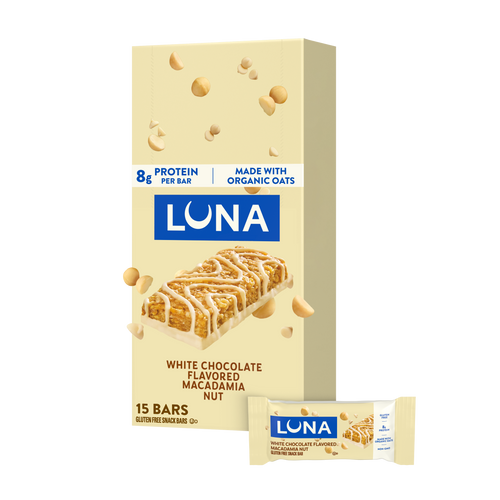 LUNA Bar White Chocolate Macadamia Flavor Gluten Free Snack Bar, Non-GMO Protein Bar