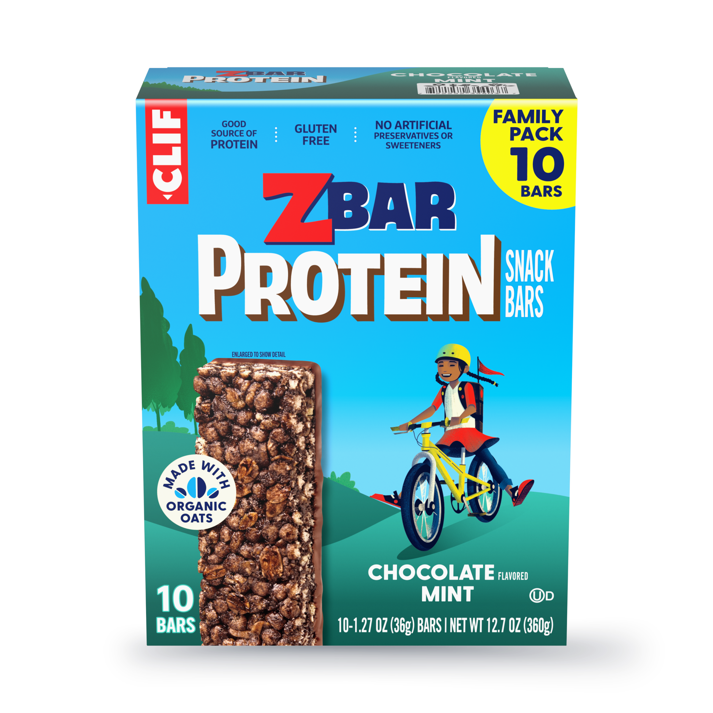 Zbar Protein Chocolate Flavored Mint Crispy Snack Bars, Gluten Free Protein Bars
