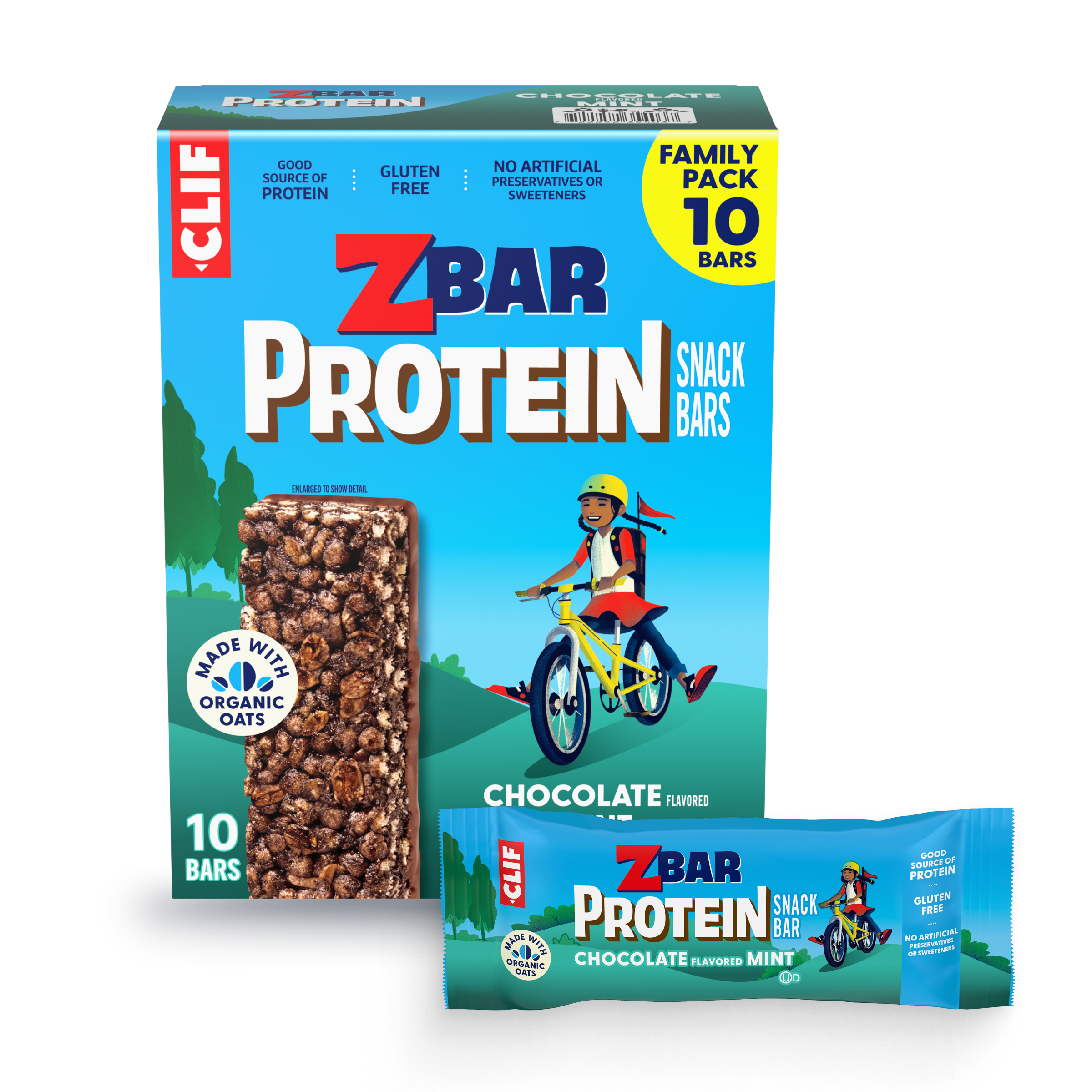 Zbar Protein Chocolate Flavored Mint Crispy Snack Bars, Gluten Free Protein Bars