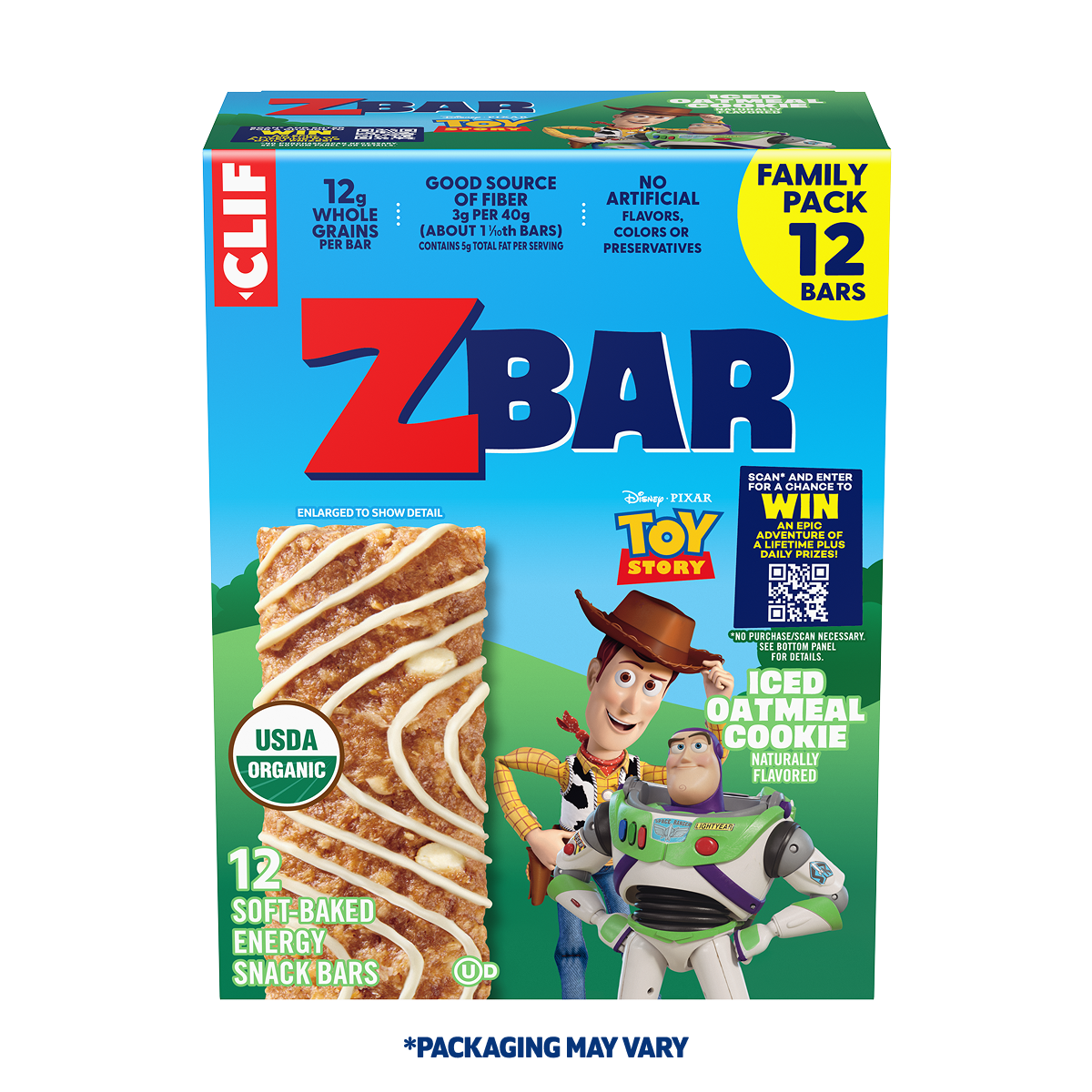 Zbar Iced Oatmeal Cookie Soft-Baked Energy Snack Bars, Organic Granola Bars