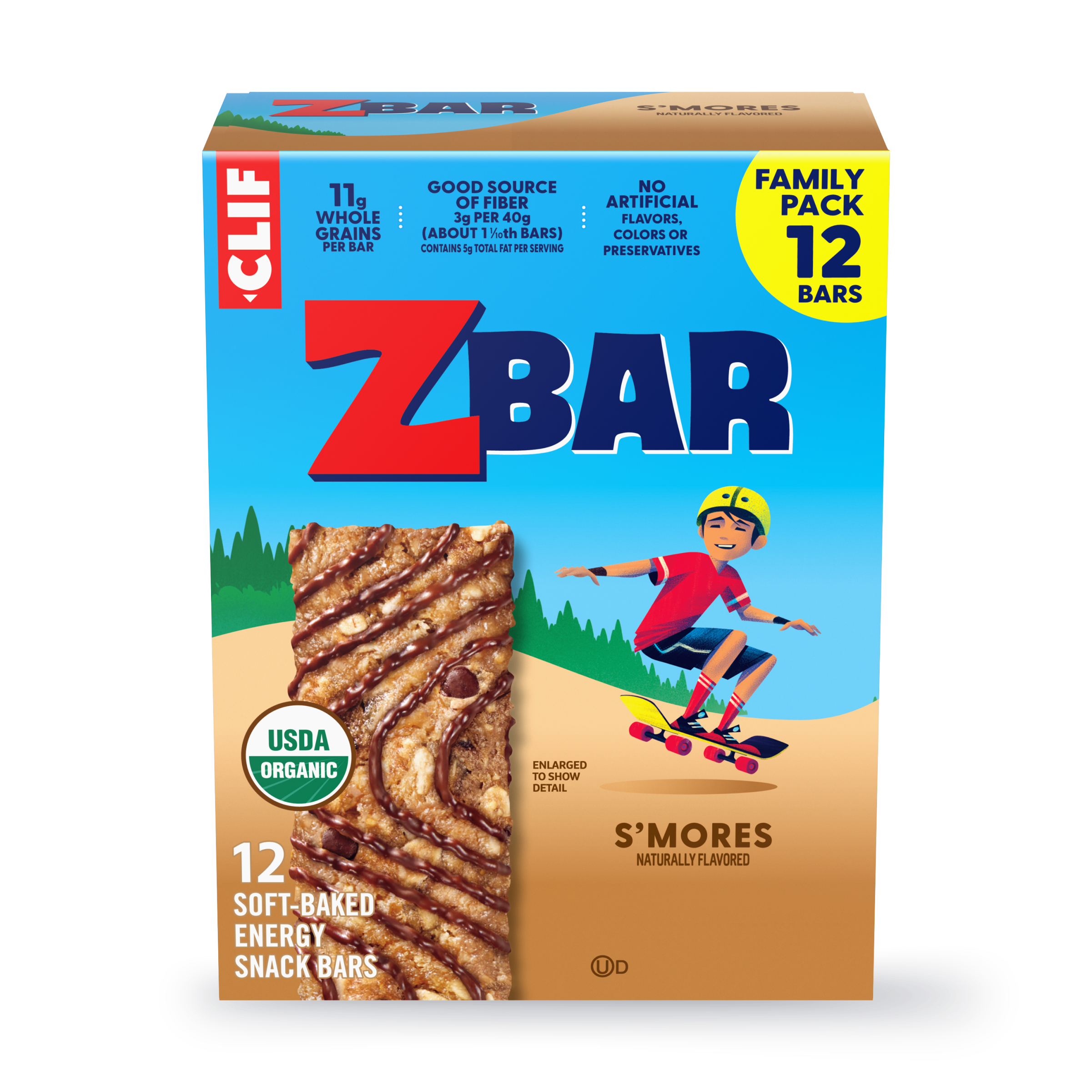 Zbar S'mores Soft-Baked Energy Snack Bars, Organic Granola Bars